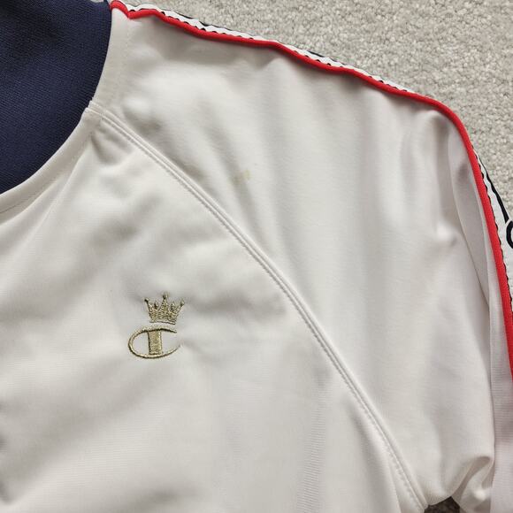 Champion Cropped Track Jacket Women’s Small White Logo Tape Sleeves - Picture 11 of 11